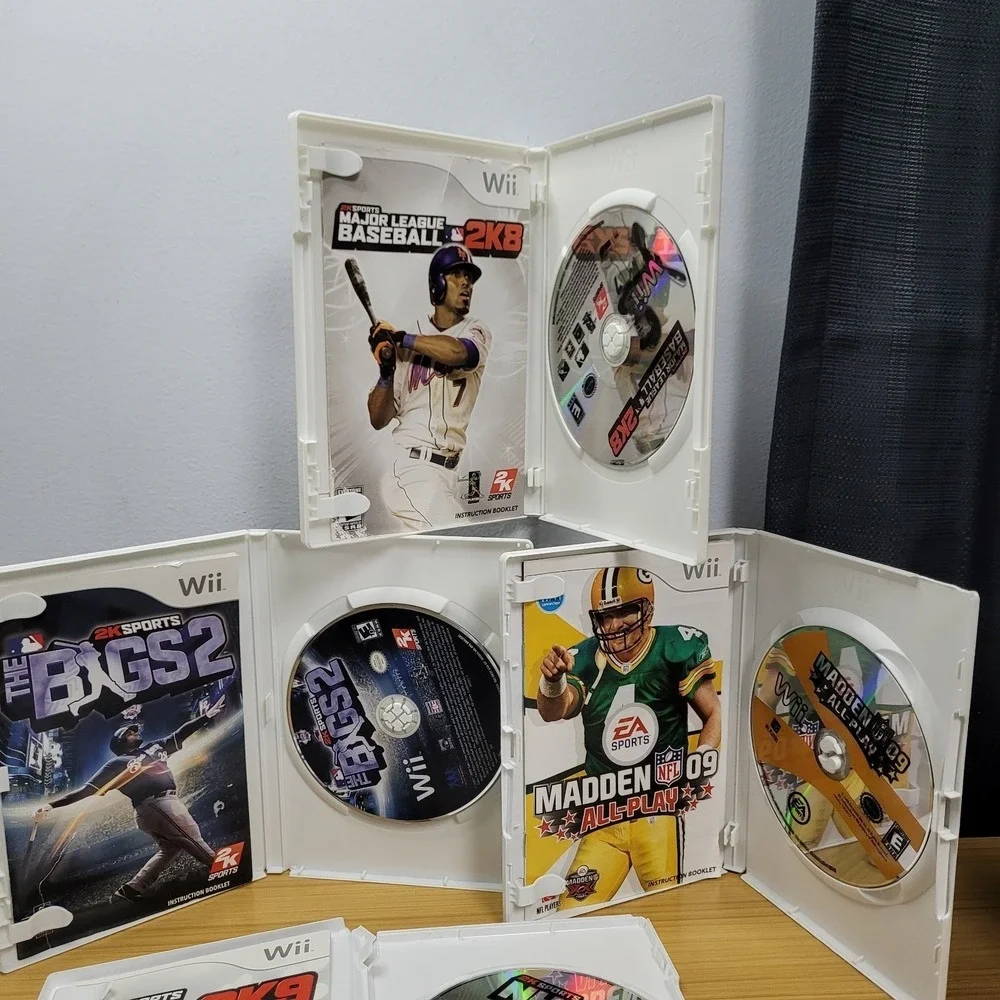 Nintendo Wii Sports Game Bundle Lot Madden NHL MLB The Bigs 2 PGA Tour